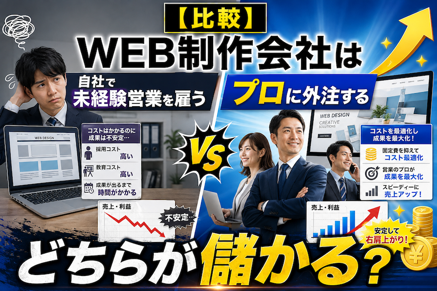 【比較】WEB制作会社が「自社で未経験営業を雇う」のと「プロに外注する」のはどちらが儲かるか？